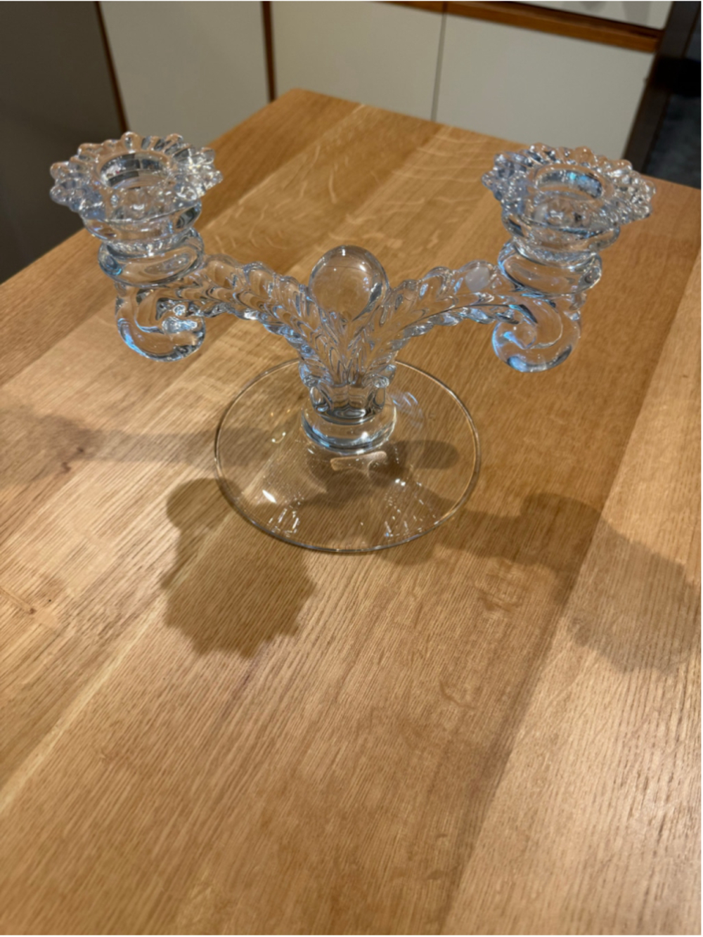 Clear Glass Double Candlestick Holder One Size
